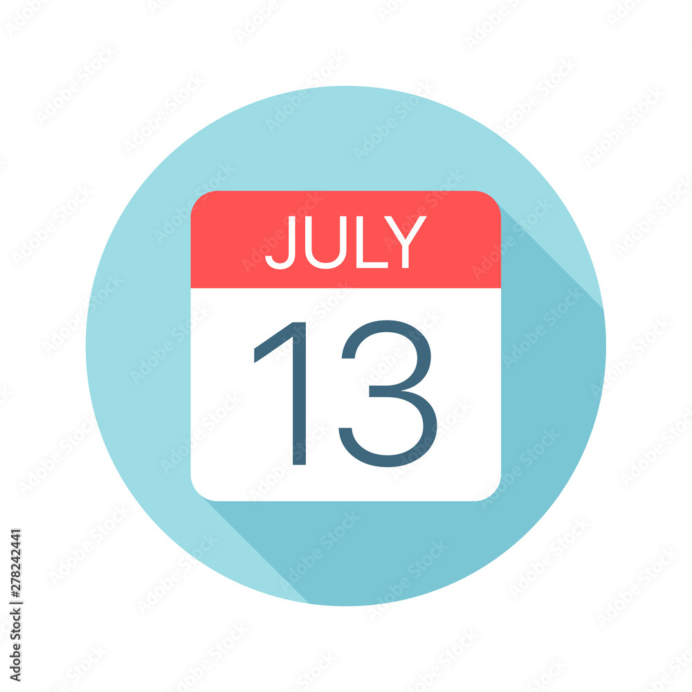 July 13 - Calendar Icon. Vector illustration of one day of month July 13 - Calendar Icon. Vector illustration of one day of month