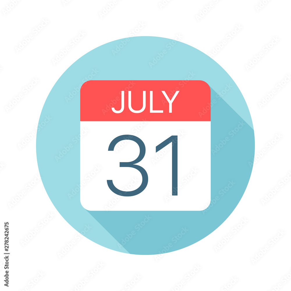 July 31 - Calendar Icon. Vector illustration of one day of month July 31 - Calendar Icon. Vector illustration of one day of month