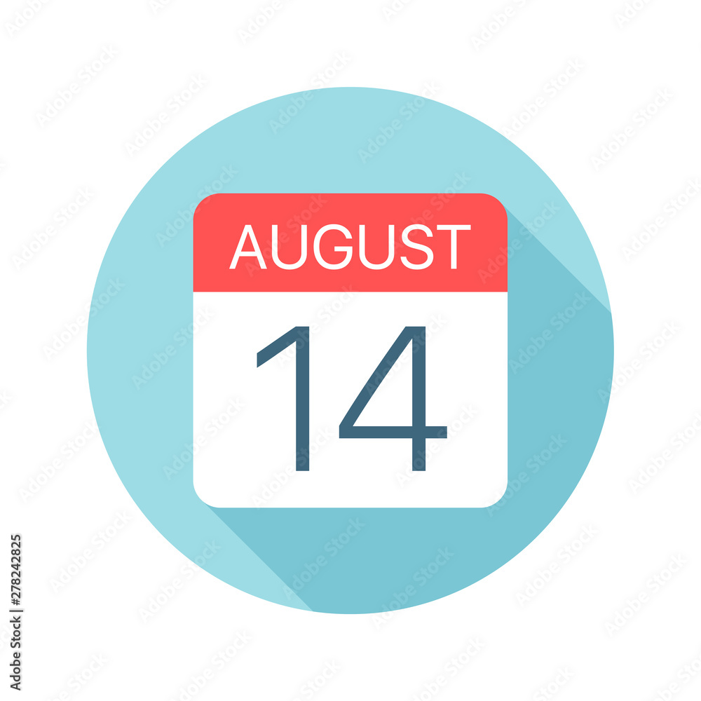 August 14 - Calendar Icon. Vector illustration of one day of month August 14 - Calendar Icon. Vector illustration of one day of month