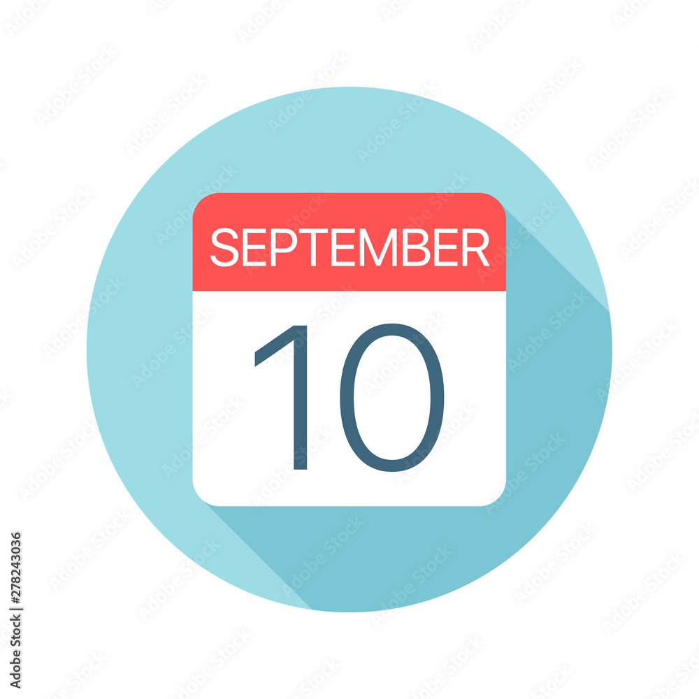 September 10 - Calendar Icon. Vector illustration of one day of month
