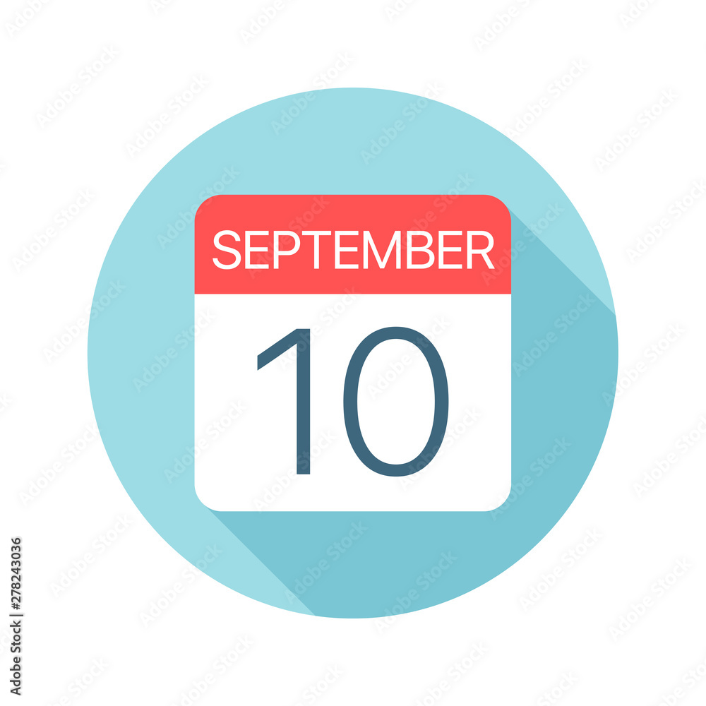 September 10 - Calendar Icon. Vector illustration of one day of month September 10 - Calendar Icon. Vector illustration of one day of month