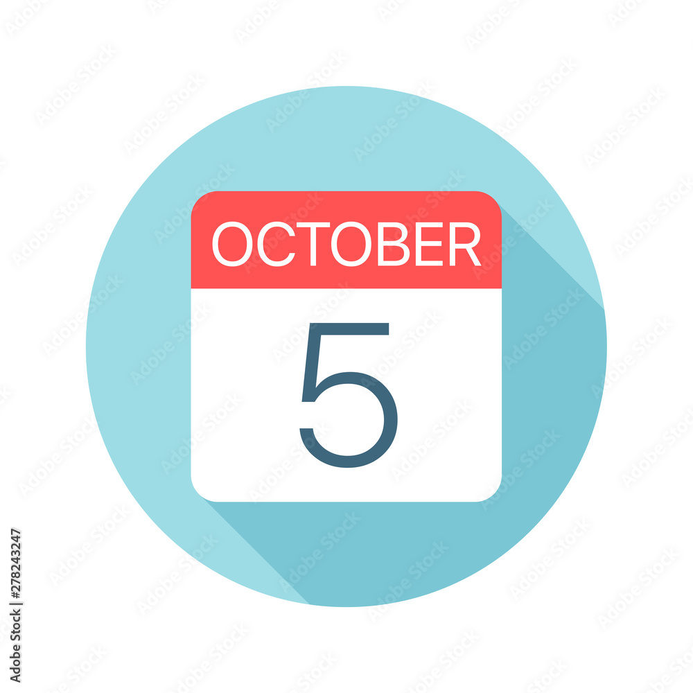 October 5 - Calendar Icon. Vector illustration of one day of month October 5 - Calendar Icon. Vector illustration of one day of month