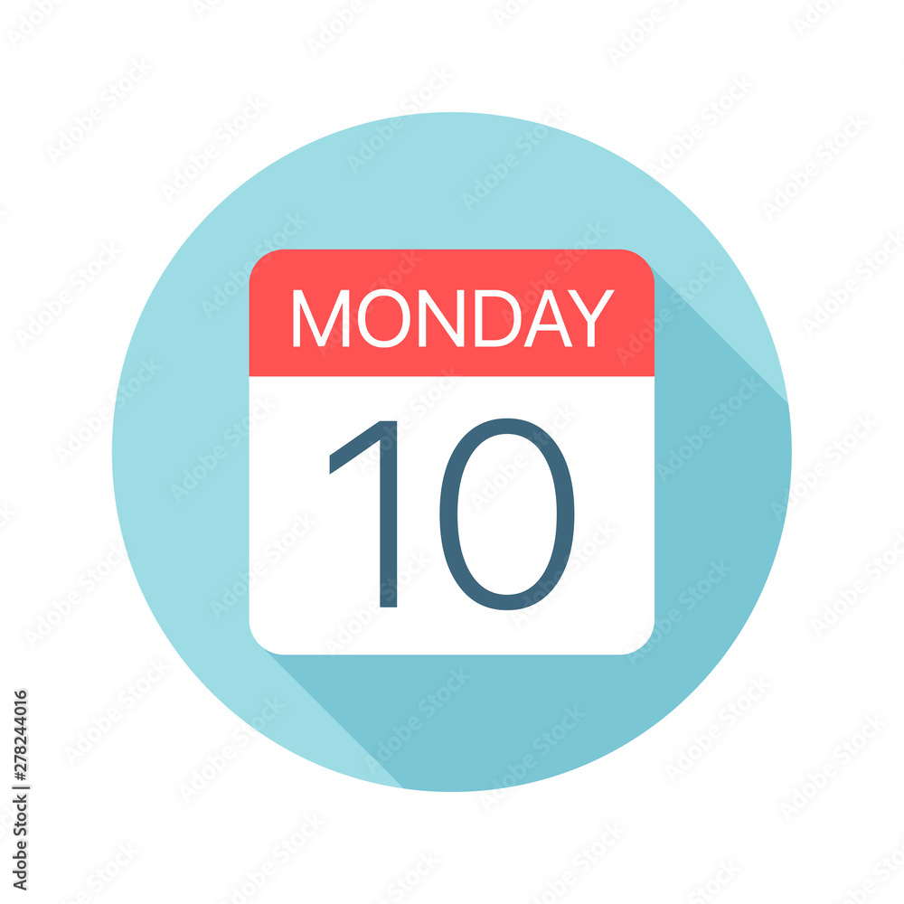 Monday 10 - Calendar Icon. Vector illustration of one day of week Monday 10 - Calendar Icon. Vector illustration of one day of week