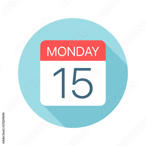 Monday 15 - Calendar Icon. Vector illustration of one day of week