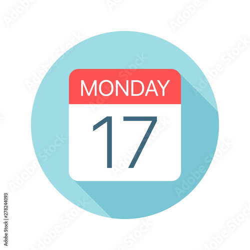 Monday 17 - Calendar Icon. Vector illustration of one day of week