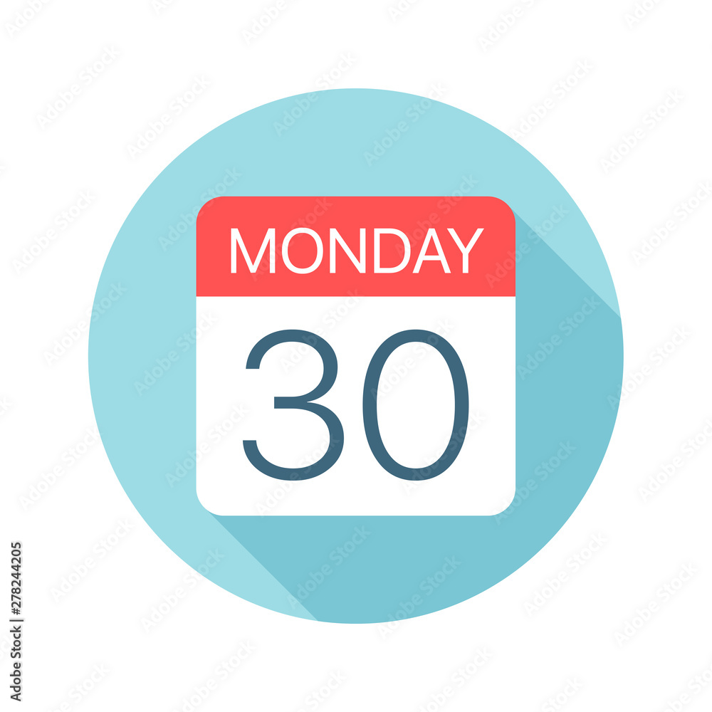 Monday 30 - Calendar Icon. Vector illustration of one day of week Monday 30 - Calendar Icon. Vector illustration of one day of week