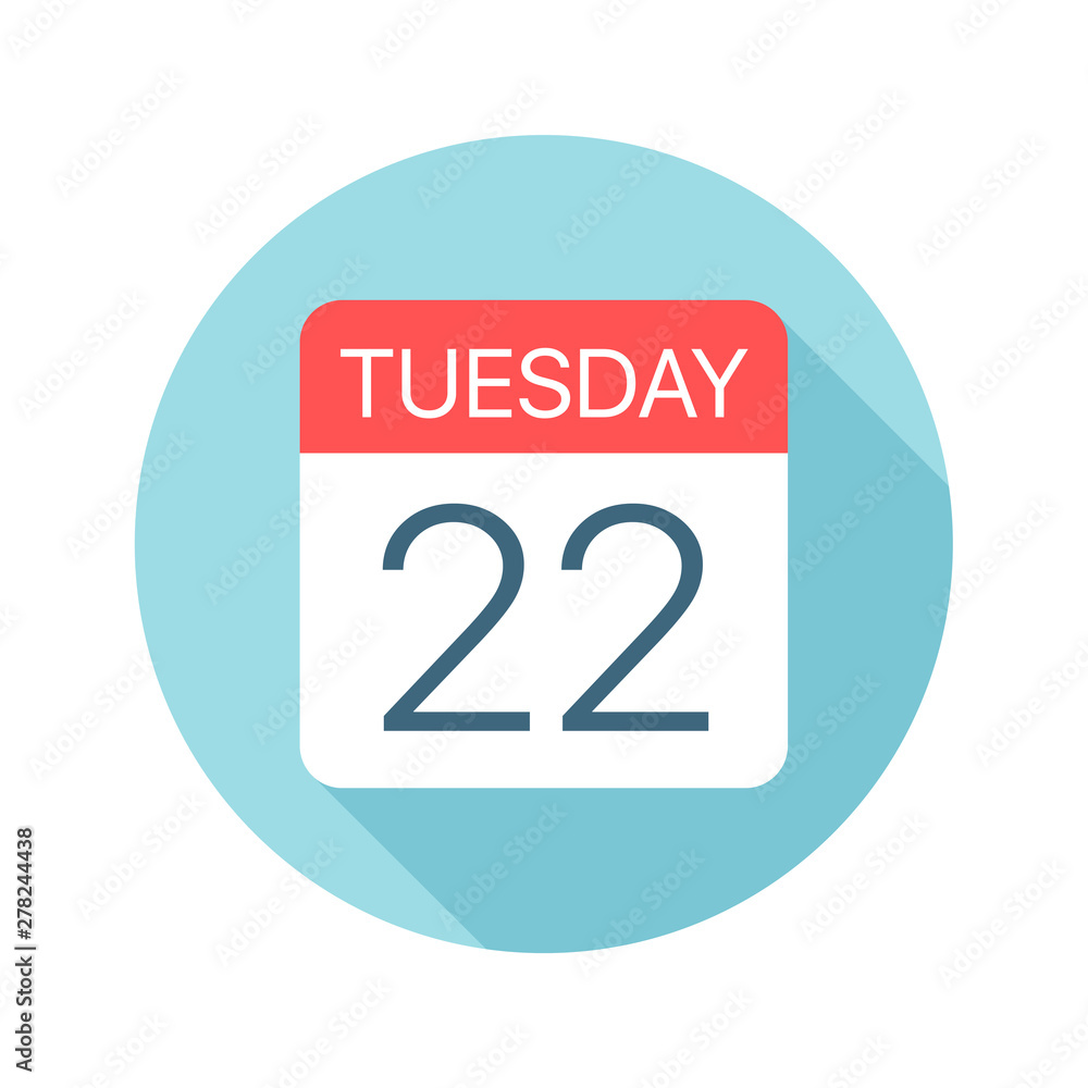Tuesday 22 - Calendar Icon. Vector illustration of one day of week Tuesday 22 - Calendar Icon. Vector illustration of one day of week