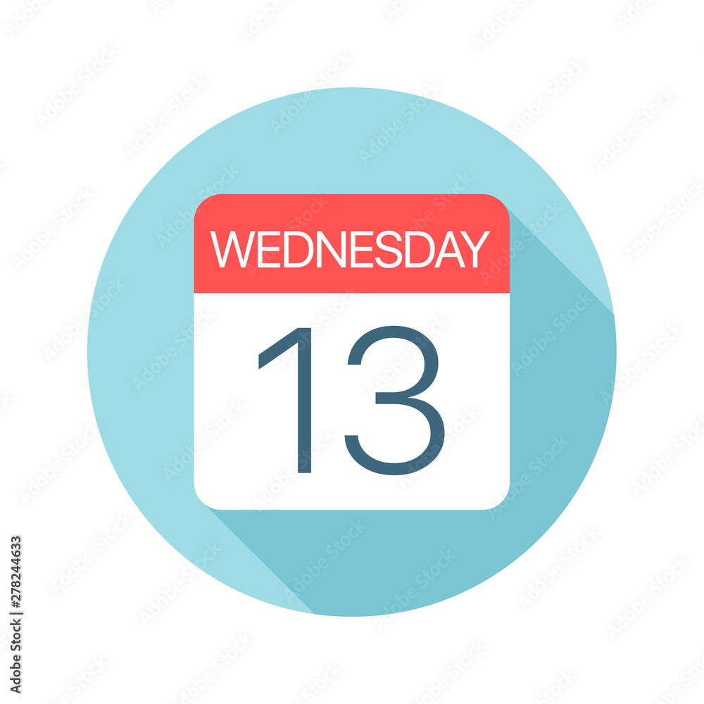 Wednesday 13 - Calendar Icon. Vector illustration of one day of week Wednesday 13 - Calendar Icon. Vector illustration of one day of week