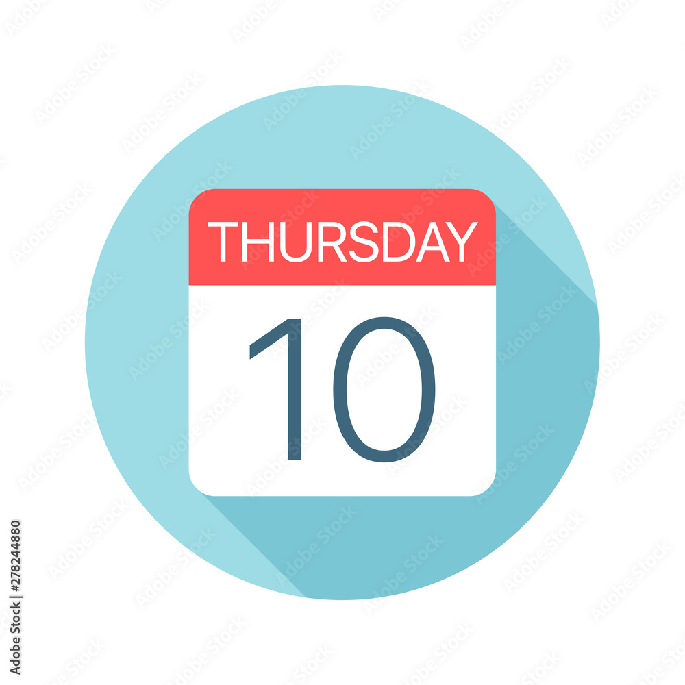 Thursday 10 - Calendar Icon. Vector illustration of one day of week