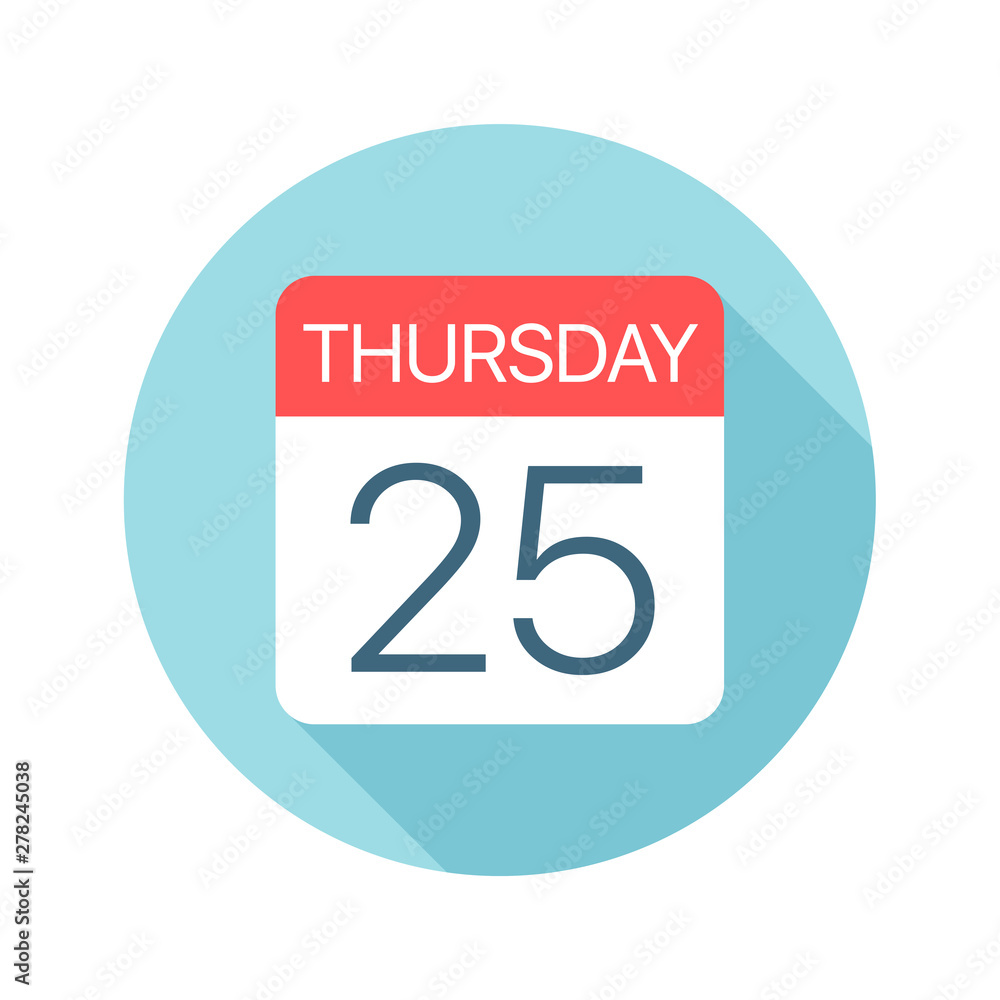 Thursday 25 - Calendar Icon. Vector illustration of one day of week Thursday 25 - Calendar Icon. Vector illustration of one day of week