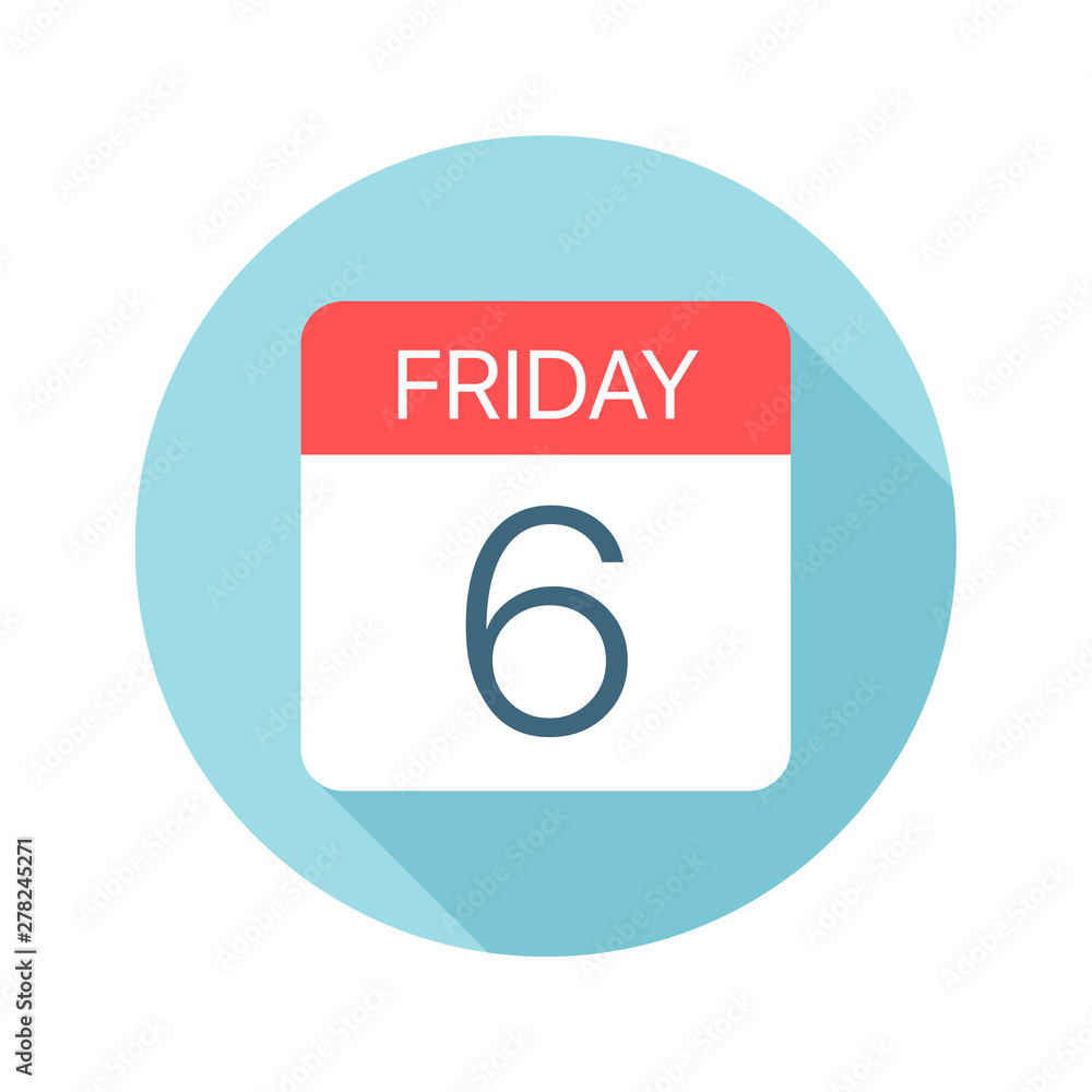 Friday 6 - Calendar Icon. Vector illustration of one day of week Friday 6 - Calendar Icon. Vector illustration of one day of week