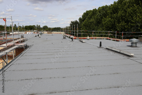 Tablou pe pânză Waterproofing flat roof with bitumen sealing membranes