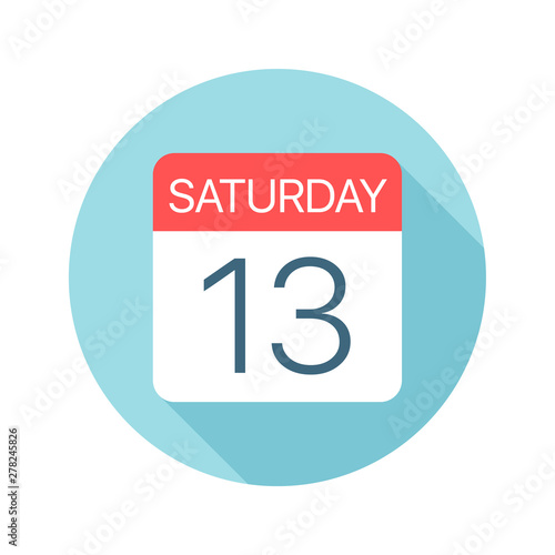 Saturday 13 - Calendar Icon. Vector illustration of one day of week