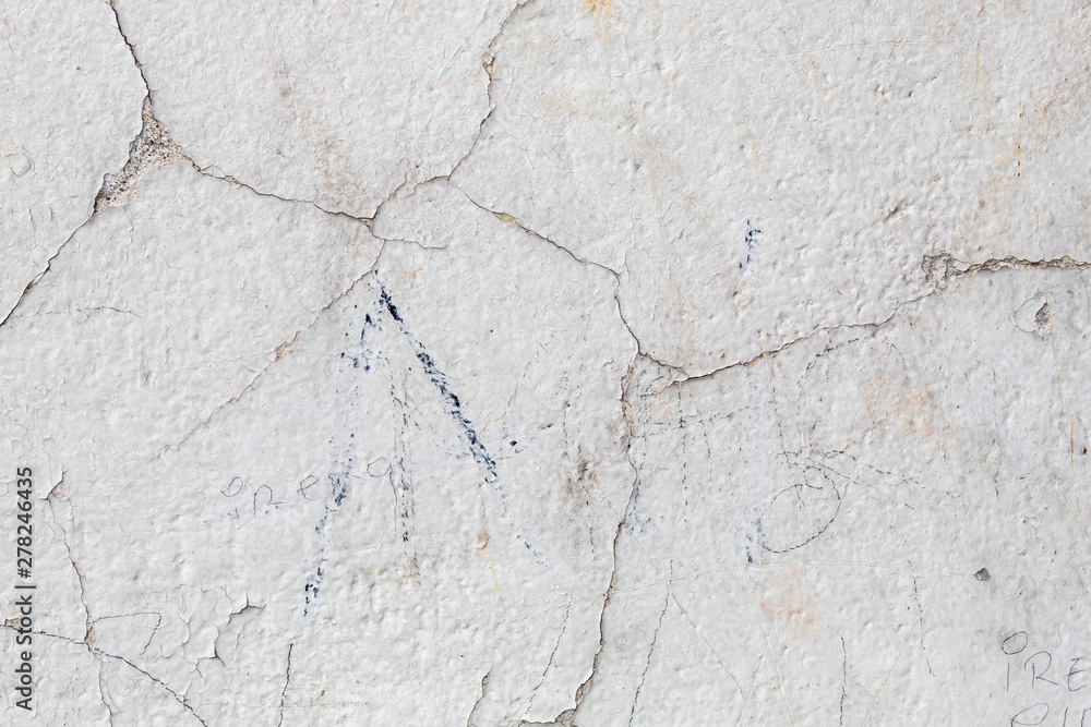 Fototapeta premium Old Weathered Cracked White Painted Concrete Wall texture