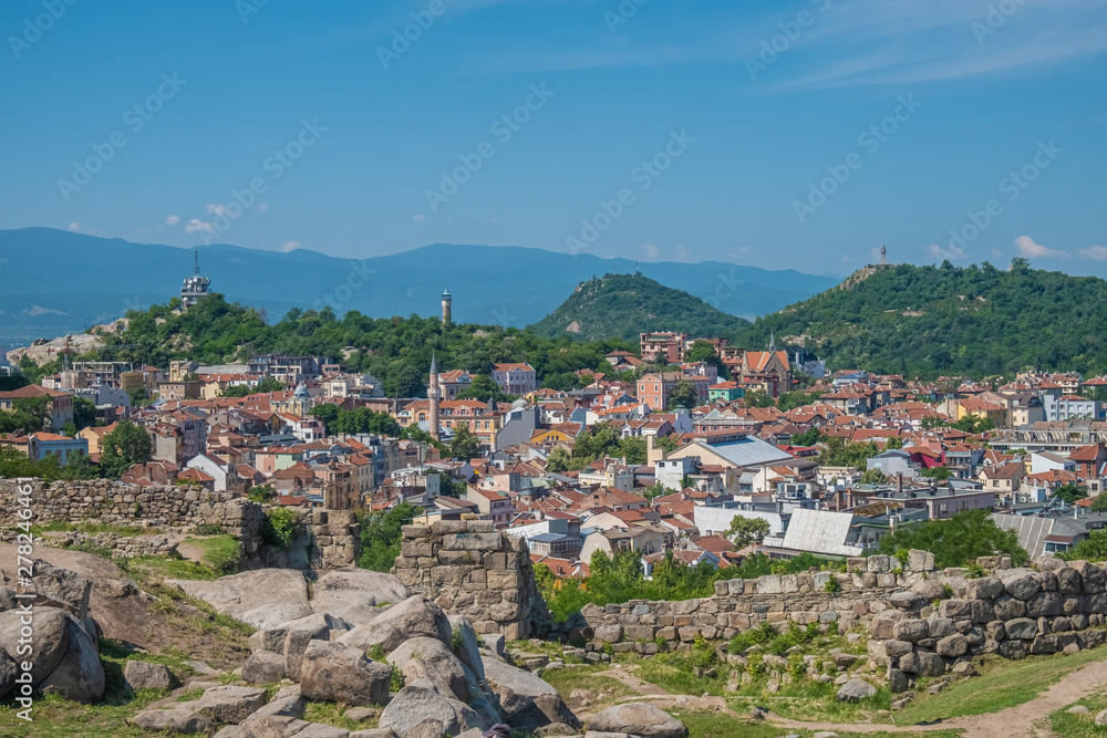 Views of the city of Plovdiv from the top of Nebet Tepe one of its seven legendary hills, where the acropolis used to be, Bulgaria