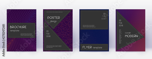 Black brochure design template set. Violet abstrac