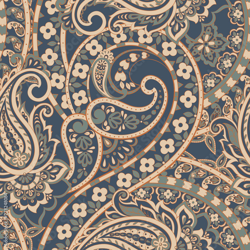 Seamless Paisley pattern in indian style. Floral vector illustration