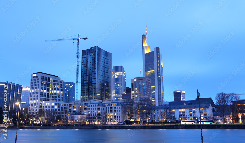 Frankfurt, Germany - March 17 , 2018 -Frankfurt am Main , Germany night view