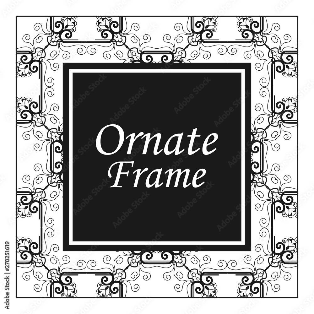 Vintage flourishes ornament swirls lines frame template vector illustration. Victorian borders for greeting cards, wedding invitations, advertising or other design and place for text.