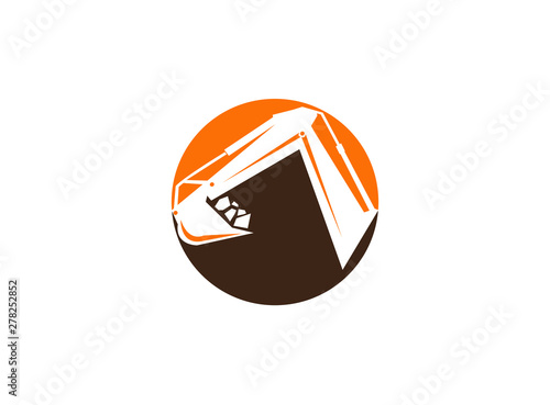 excavator arm digger in a circle shape for logo design illustration