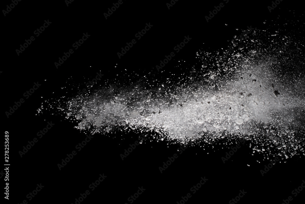 White powder explosion on black background. Colored cloud. Colorful dust explode. Paint Holi. White powder explosion on black background. Colored cloud. Colorful dust explode. Paint Holi.