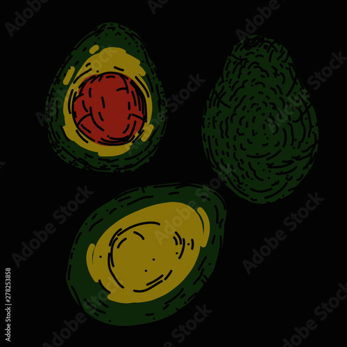 avocado avocados drawing 4 farbig