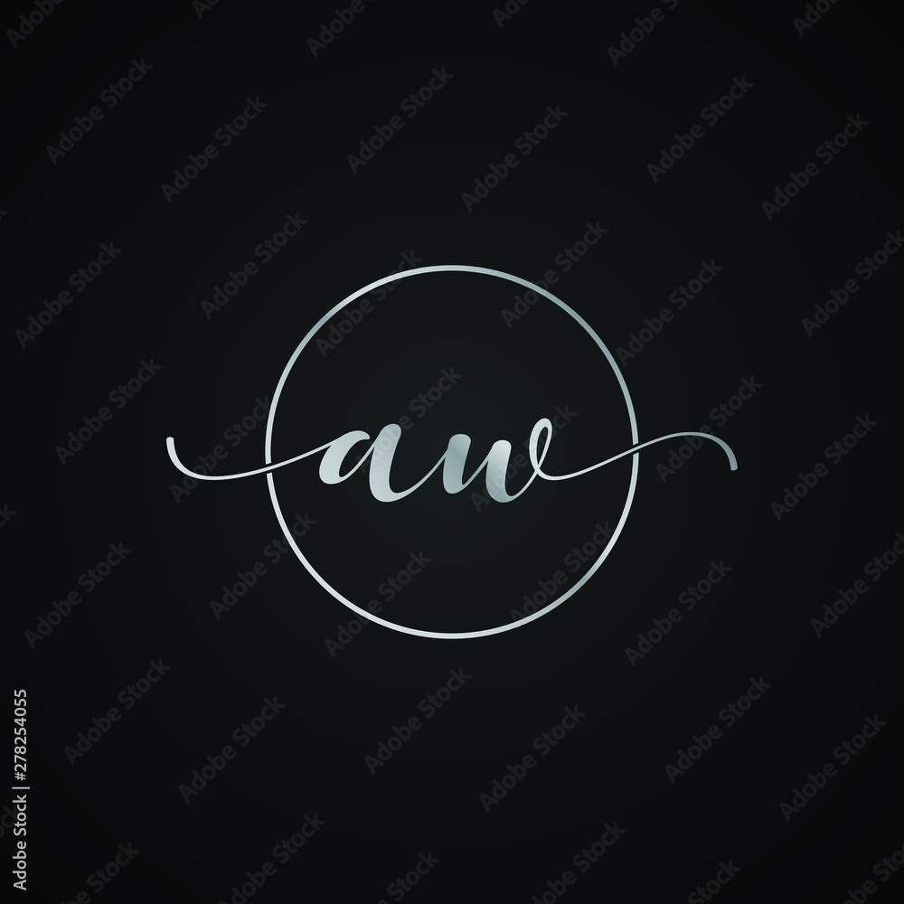 AW initial letter elegant Logo template vector creative business wedding invitation black and silver color based AW initial letter elegant Logo template vector creative business wedding invitation black and silver color based