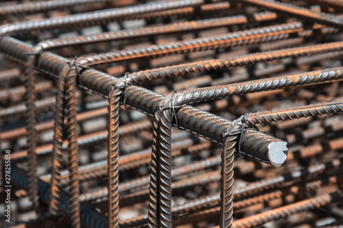 Konstfotografi Steel rebar for reinforcement concrete for pouring the concrete base of the building