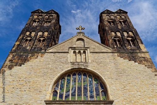 Front facade of St. Ludgeri church with two towers in Muenster, Germany photo