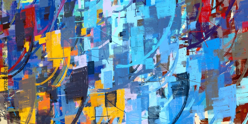 Fototapeta premium Oil painting. Modern art. Painterly mix. Wall painting. Backdrop material. Handmade background. Abstract. Wide brush. Color texture. 2d illustration. Colorful pattern.