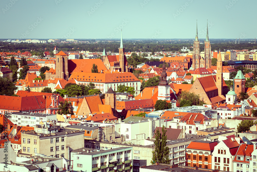 Obraz premium Wroclaw in Poland. Top view of the old town