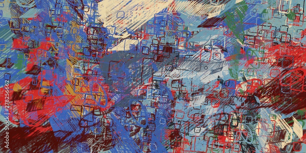 Obraz premium Wall painting. Backdrop material. Colorful pattern. Oil painting. Canvas surface. Abstract. Painterly mix. Color texture. 2d illustration. Wide brush. Modern art.
