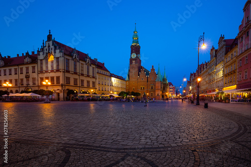 Wroclaw by night. Old town square / city landscape