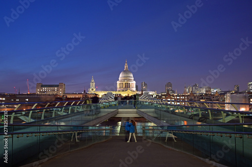 A view of St. Paul's Cathedral at night in London, UK.