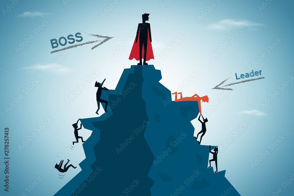 Business concept, difference between boss and leader Stock Vector ...