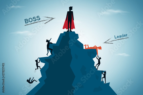 Business concept, difference between boss and leader