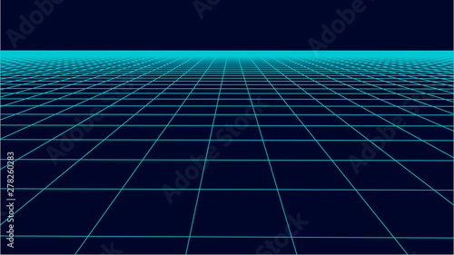 Abstract frame landscape. Vector perspective grid. 3d mesh