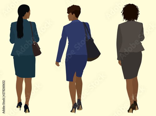 Black African business women walking Away