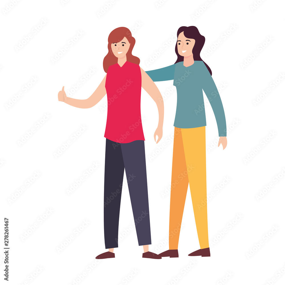 women happy young people characters women happy young people characters