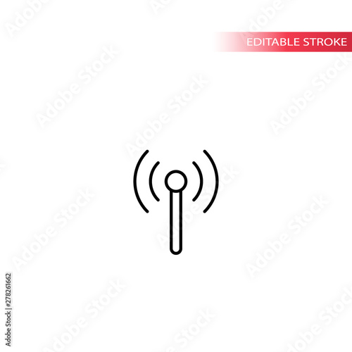 Beacon wiresell symbol thin line vector icon. Simple antenna or beacon signal set.