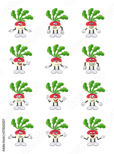 turnip set cartoon character illustration  isolated on white background