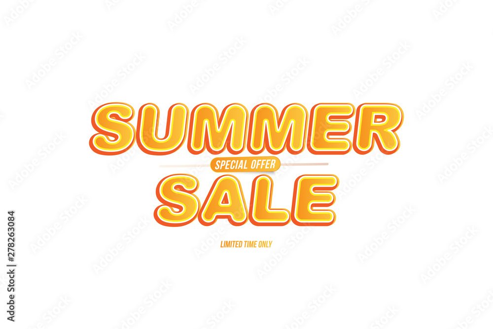 Banner Summer Sale. Font inscription on white background. Flat Vector Illustration EPS10 Banner Summer Sale. Font inscription on white background. Flat Vector Illustration EPS10