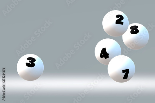Lottery number balls 3D render illustration