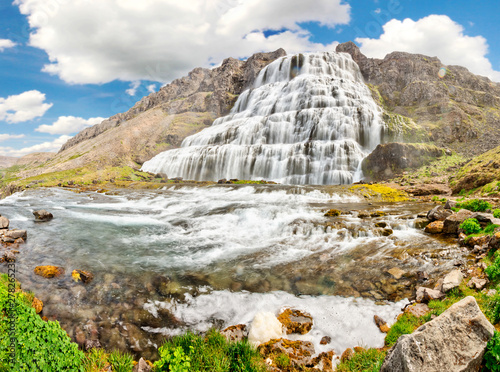 beautiful cascades of famlus Dynjandi waterfall  Westfjords  Iceland  Europe