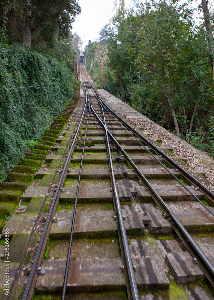 City Cantiago de Chile. Chile.. Cable trai. Rails City Cantiago de Chile. Chile.. Cable trai. Rails