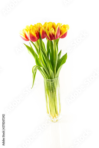 A bouquet of tulips of different colors
