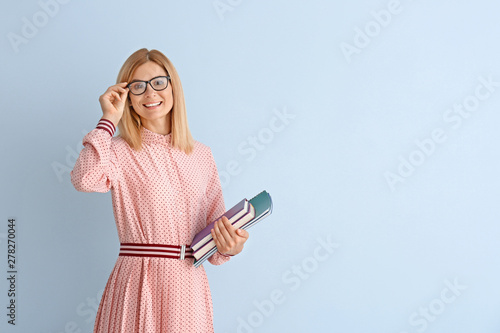 Beautiful female teacher on...
