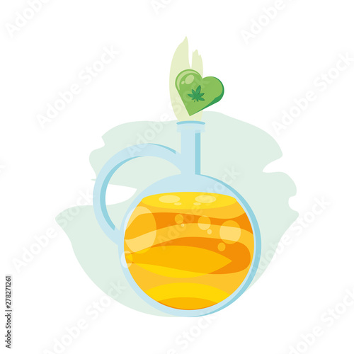 cannabis leaf plant with oil jar