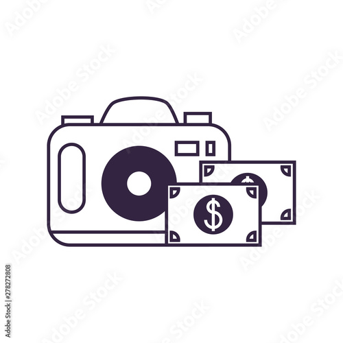 camera photographic digital with bills dollars