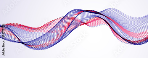Wave of flowing particles modern relaxing illustration. Round dots vector abstract background. Beautiful wave shaped array of blended points.